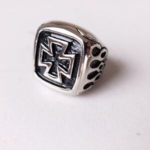 Mens Biker Ring Iron Cross‎ 316 Stainless Steel Heavyweight Sz 10 Jewelry Rock